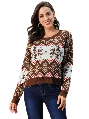 TEEK - Chestnut Snowflake Pattern Sweater