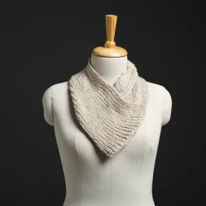 White - Kumaun Hand Knitted Woolen Button Cowl 119